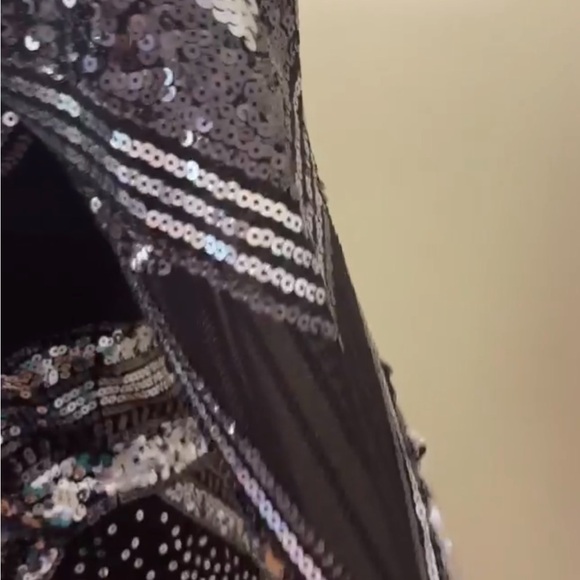 Express Black and Silver Sequin Bodycon Dress - Picture 3 of 3
